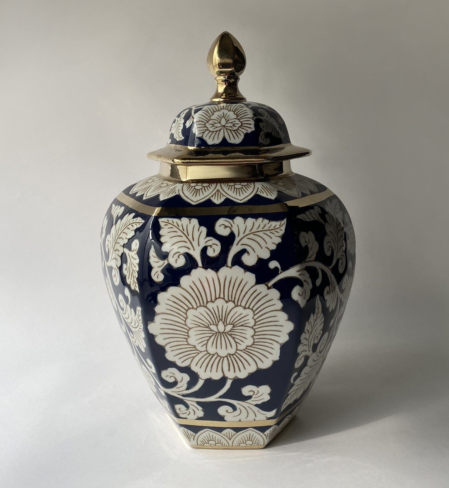 Blue Hexagonal Ginger Jar