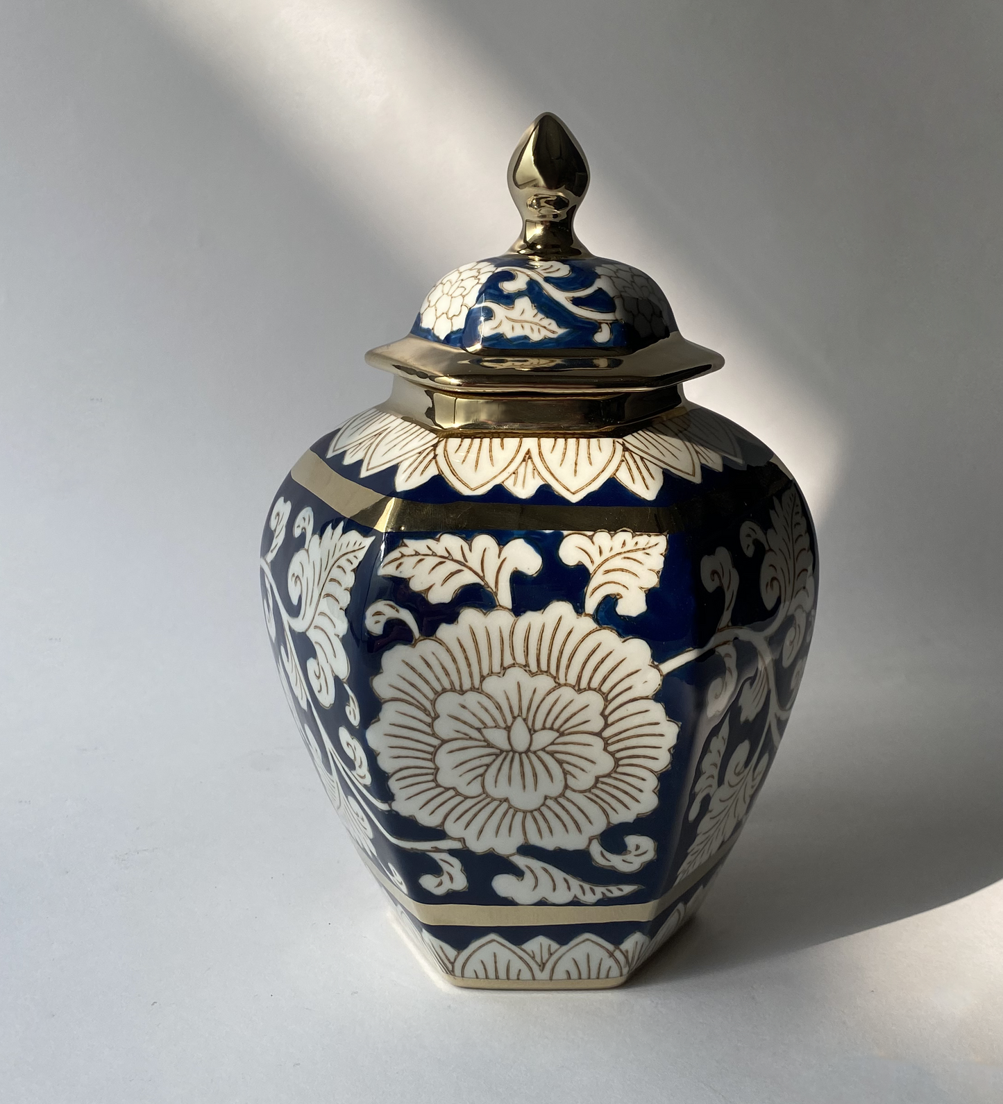 Blue Hexagonal Ginger Jar