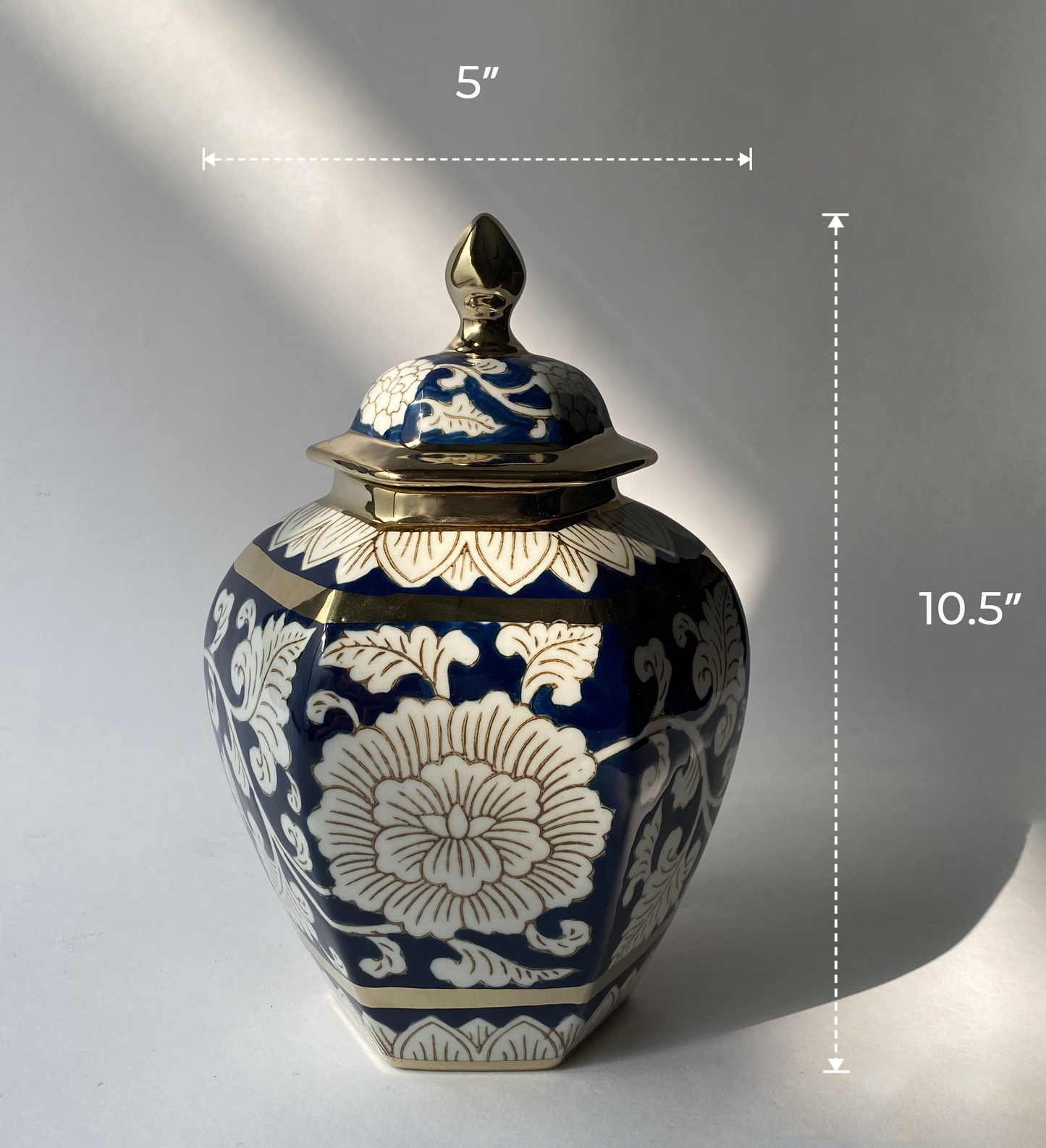 Blue Hexagonal Ginger Jar