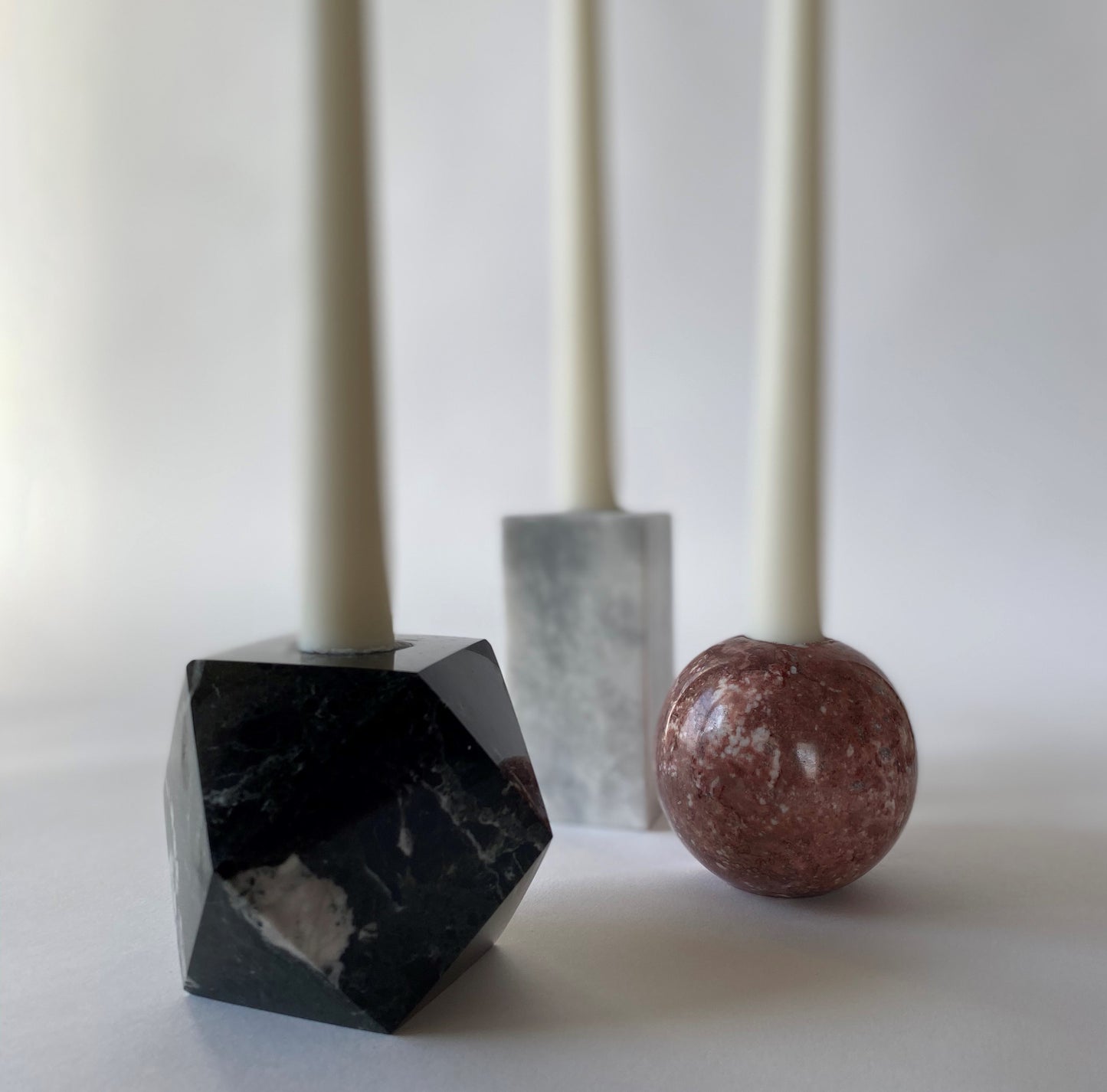 Troika - Marble Candle holder Set - 3pc Set