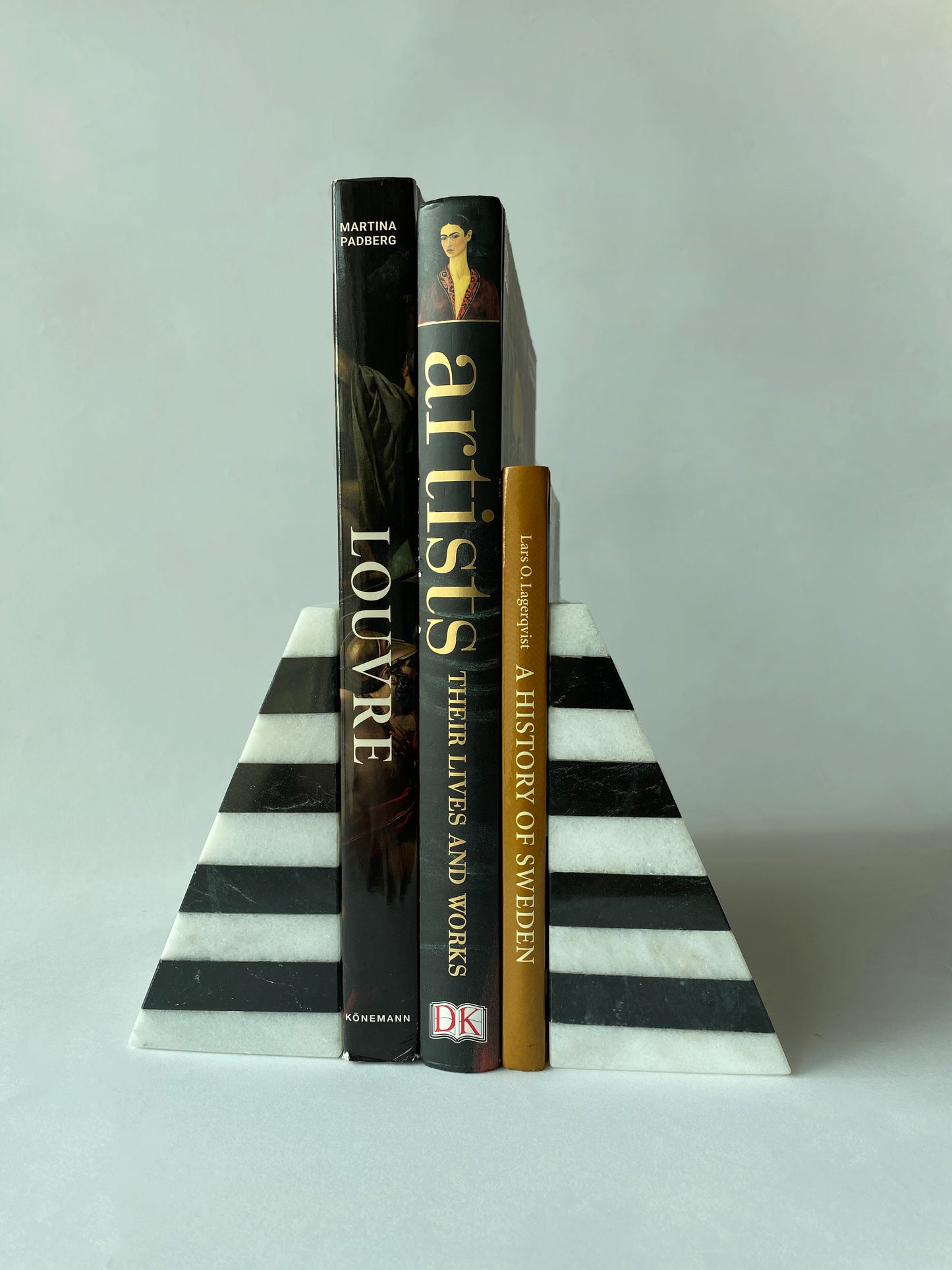 Black and White Marble Bookends  - Pyramid Shape