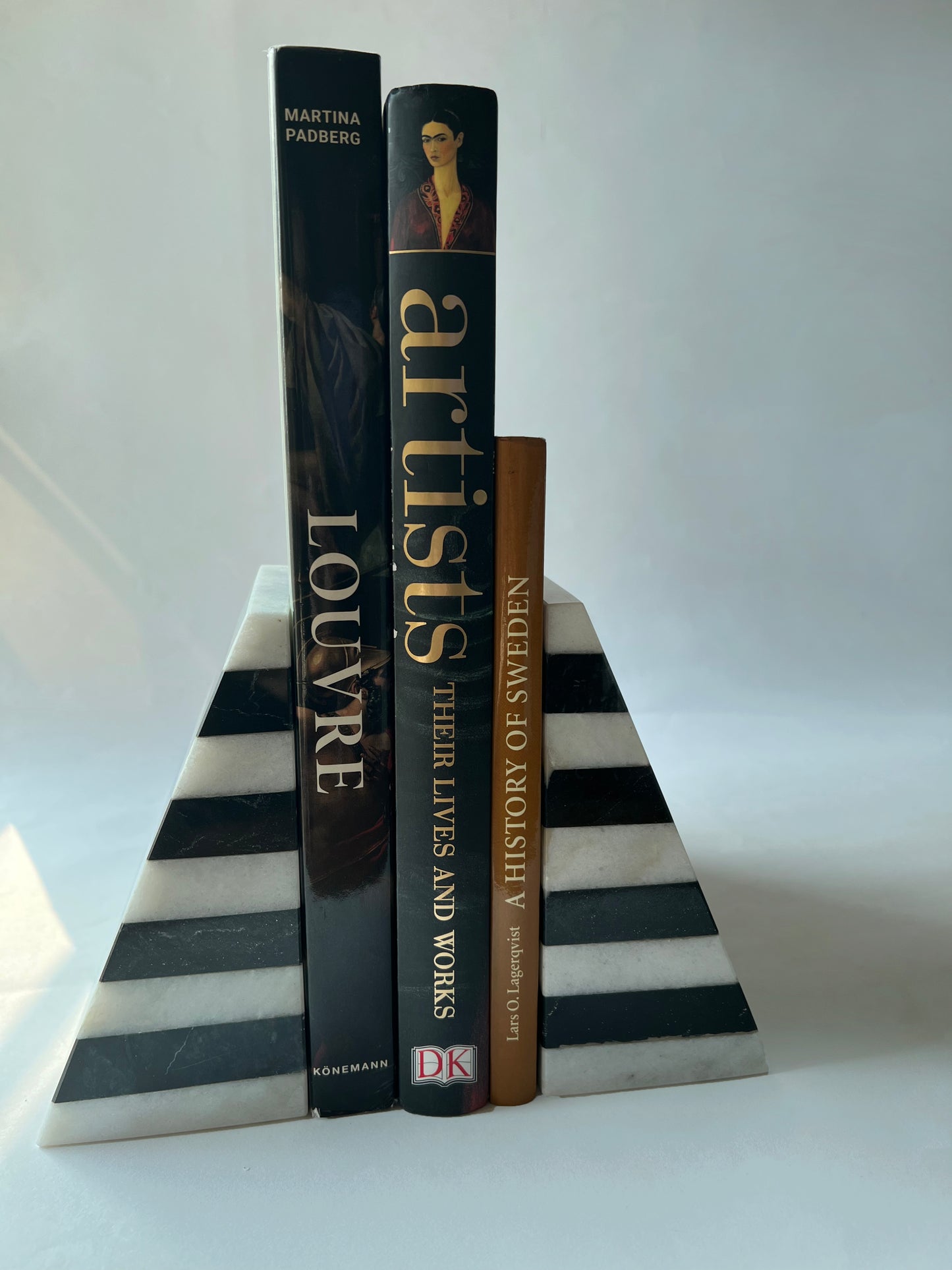 Black and White Marble Bookends  - Pyramid Shape