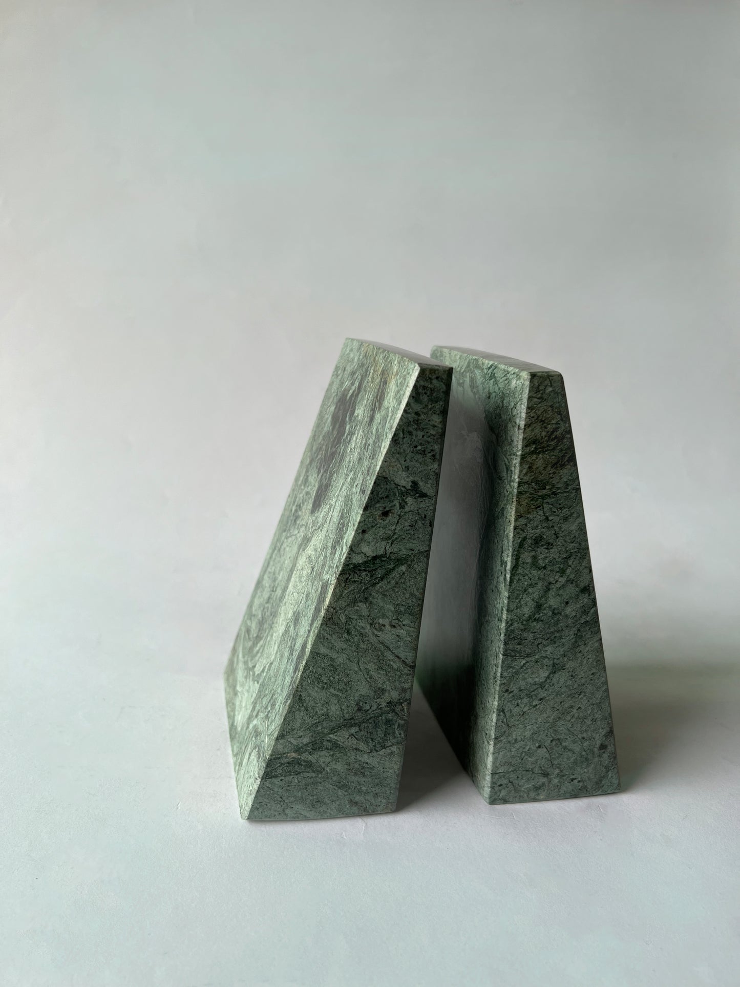 Green Marble Bookends - Pyramid Shape