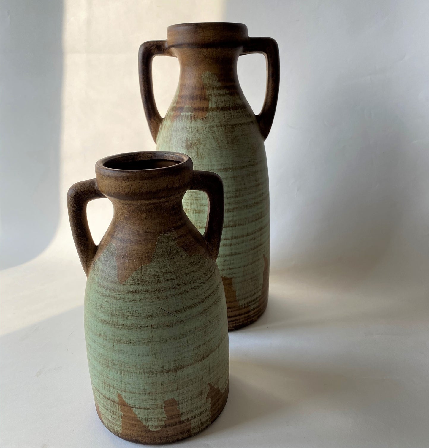 The Bare Space - 2 Pc Vase Set - Wooden Effect